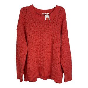 Seven7 Womens Sweater Size XL Hibiscus Textured Coral Long Sleeve NEW
